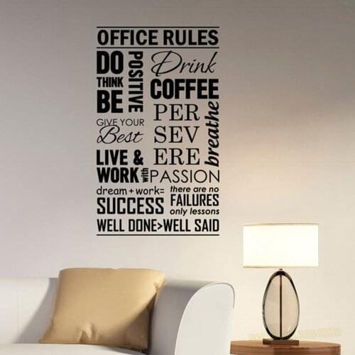 Office Rules Decal Vinyl Lettering Work Positive Business Success Inspirational Quotes Wall Sticker Art Inspire Home Decor L888