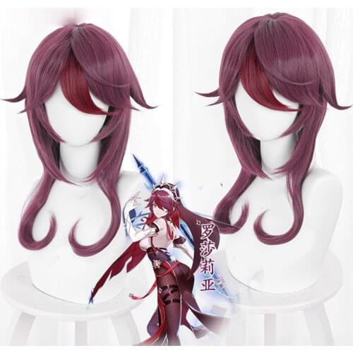 Genshin Impact Rosaria Cosplay Wig Simulation Scalp Pre-styling Fuchsia Wigs Heat Resistant Synthetic Hair for Amie Coser Party