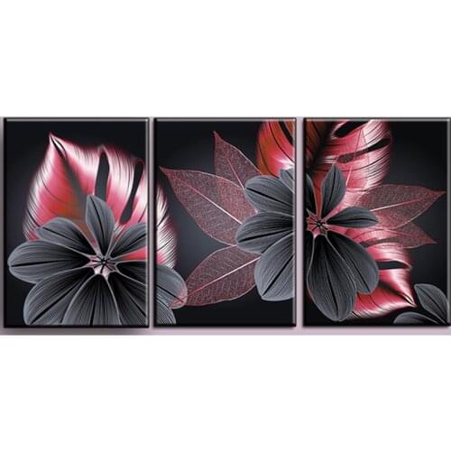 Black red Plant Leaf Canvas Poster Print Modern Home Decor Abstract Wall Art Painting Nordic Living Room Decoration Picture