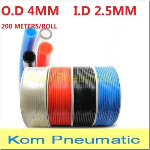 200m/roll Pneumatic Air Hose PU Tube OD 4MM ID 2.5MM Plastic Flexible Pipe PU 4*2.5 4x2.5 mm Polyurethane Tubing Piping