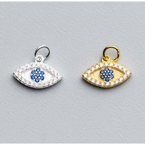 100% 925 Sterling Silver Sparkling Zircon Eye Charms Gold Silver Color Craft Fancy Dangle Charm Pendants DIY Fine Jewelry Making
