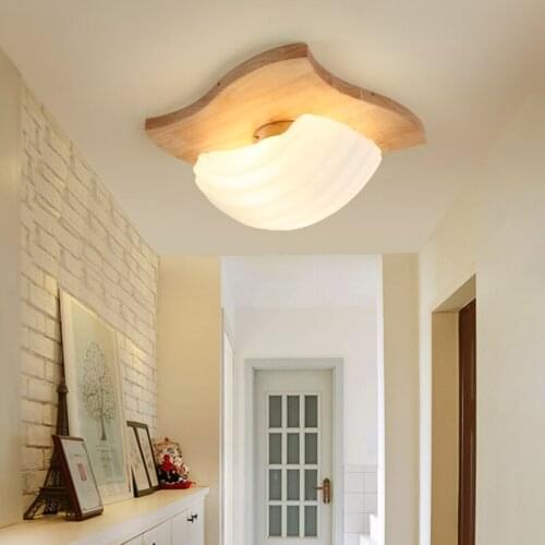 Nordic minimalist led ceiling lamp aisle wooden balcony Ceiling Lights wood bedroom lamp warm logs led ceiling light YA72615