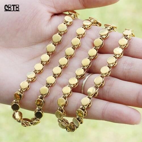 Simple Temperament Gold Round Smooth Face Womens Necklace Muslim Islamic Jewelry Holiday Gifts Wholesale Various Size Options