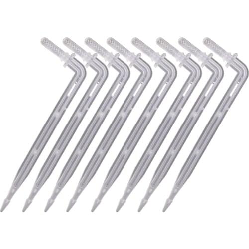 100-1000PCS 1/4'' White Drip Emitter Curved Arrow Transparent Dripper Plant Potted Irrigation Sprinklers For 4/7mm Hose