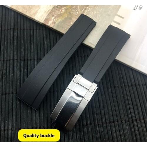 Luxury brand 20mm Black nature silicone Rubber Watchband Watch Strap band For Role Daytona Submariner GMT OYSTERFLEX Bracelet