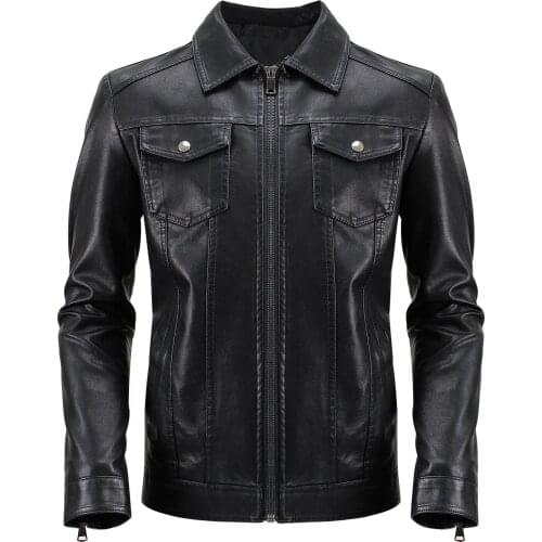 Spring Autumn PU Leather Jacket Men Black Motorcycle Jacket Jaqueta Masculina Large Size M-5XL Faux Leather Coat Men Veste Homme
