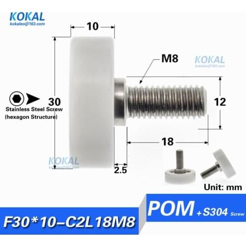 1PCS 608ZZ BALL BEARING COATED WITH pom pLASTIC AND SUS304 STIANLESS SCREW Document Drawer Bearing Pulley Cabinet Moving roller