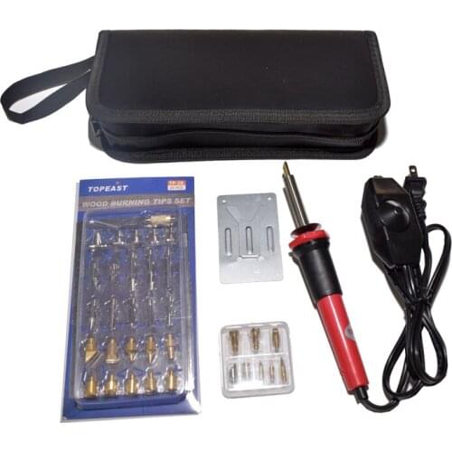 TOPEAST US Adjustable Temperature 30W 40 PCS/SET Kit Tool Electric Firewood Welding Tips Hobby Craft Pen soldering iron