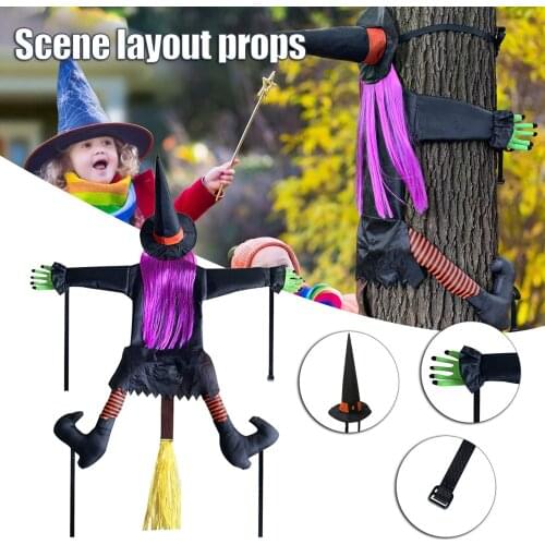 Crashing Witch Garden Ornament Funny Hanging Doll Prop with Adjustable Strap Halloween Tree Door Yard Decoration MC889