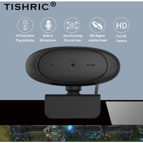 TISHRIC USB Webcam 1080P/PC Web Camera With Microphone USB Camera for Computer Webcamera Flexible 2M Pixel Full HD Video Web Cam