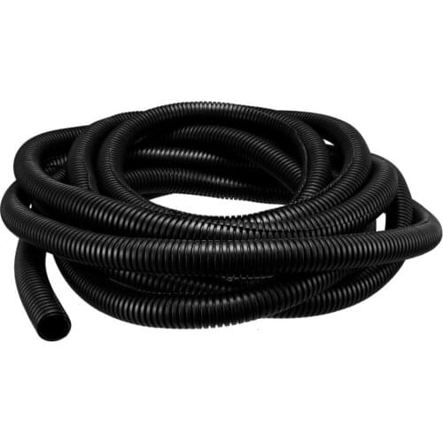 Uxcell 5.5M/7.5M Length Flexible Black Insulated PP Opening Corrugated Bellow Conduit Tube 25mm Outside Dia for Electric Wiring