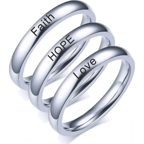 Faith Hope Love Ring Inspirational Stainless Steel Rings Fashion Jewelry Accessories For Men and Women Ring Christmas Gifts