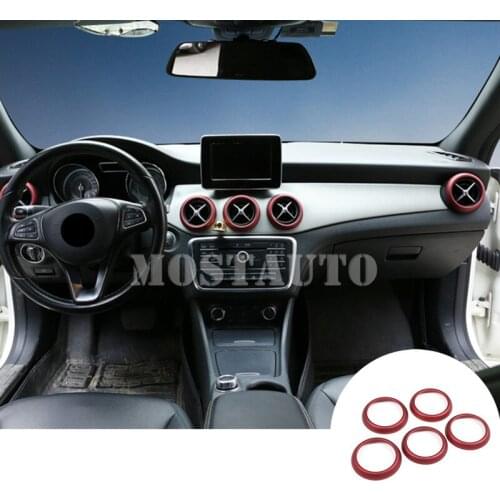 Inner Console Air Vent Outlet Cover Ring For Mercedes Benz A B Class W176 W246 2012-2018 5pcs Car Decor Car Trim