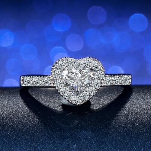 CWWZircons High Quality Silver Color Cubic Zirconia Heart Shaped Engagement Wedding Rings Jewelry For Women R008
