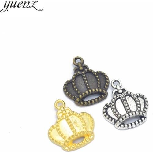 YuenZ 15 pcs Antique Silver color Crown Charms Pendants for Bracelet Necklace DIY Jewelry Making Finding Accessories 18*16mmN217