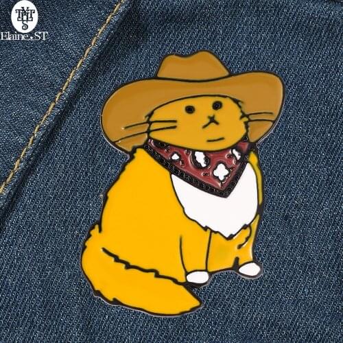 Cowboy Cat Yellow Enamel Pin Mr. Cat Meowdy Cute Western Kitty Collection Christmas Valentines Day jewelry gifts for women men