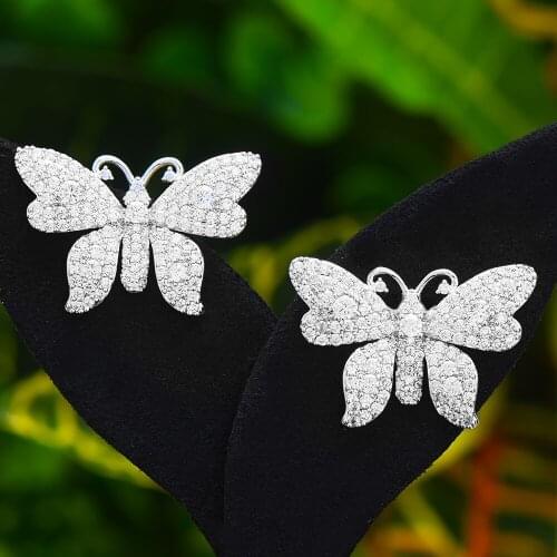 LARRAURI 1 Pair Ethnic Women Rhinestones Butterfly Earrings Girl Crystal Ear Rings Evenning Party Prom Beach Ear Studs Earrings