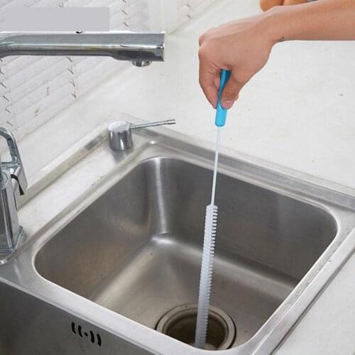 1PC 71cm Flexible Cleaning Brush Sink Overflow Drain Unblocker Cleaner Kitchen Tools Steel Bathroom Shower Cleaner Hair Removal