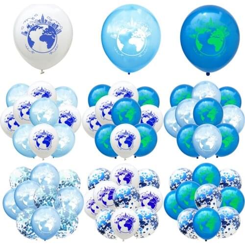 10pcs/set Earth Theme World Map Balloons Set DIY Latex Confetti Ballons Birthday Party Baby Shower Back To School Decor