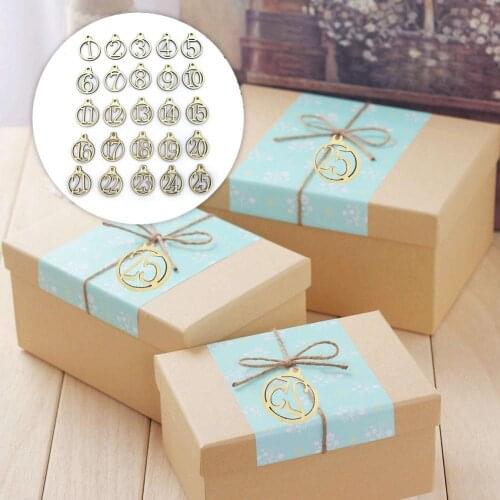 25pcs/set Christmas 1-25 Wooden Advent Calendar Gift Tags Number Gift Tags Party Countdown Tags Christmas Hanging Decoration