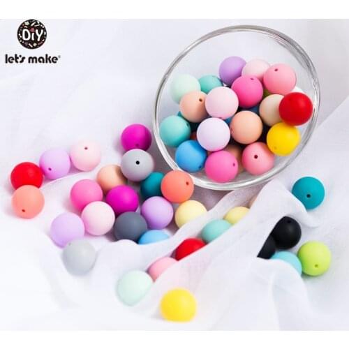 Lets Make Wholesale 300pc 15mm Silicone Round Beads Food Grade Silicone Teether DIY Ecofriendly Necklace Beads Nursing Pendant