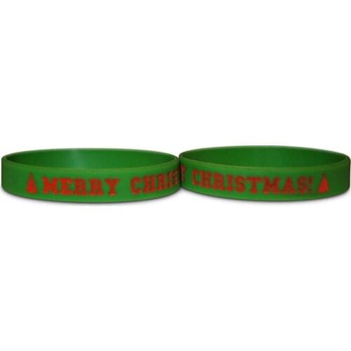 300pcs Merry Christmas green sport silicone wristband bracelet shipping by DHL
