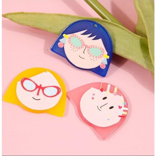 4pcs Alicy Cute Cartoon Girl Charms Resin Pendant Earring DIY Jewelry Accessories