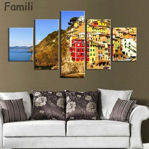 5 Pcs/Set UnFramed HD Printed Italy Landscape Wall Art Canvas Pictures For Living Room Bedroom Home Decor Canvas Painting