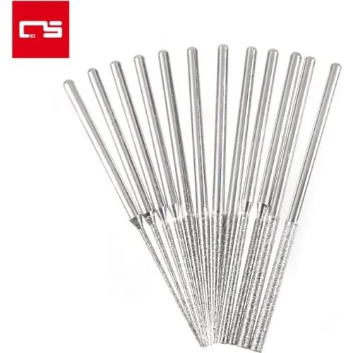 6Pcs Diamond Grinding Head Steel Grinding Needle Bits Burrs Metal Stone Jade Engraving Carving Tools 3.0mm Shank D Needle