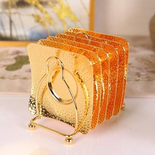 Europe 6PCS/set Diameter13cm round metal cup pads gold drink coasters cup coaster for table accessories BD018