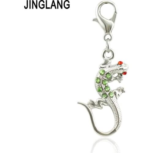 JINGLANG DIY accessory zinc alloy Mixed Color Enamel Gecko Hang Pendant, Hang Charm Fit Diy Phone Strips 50 Psc