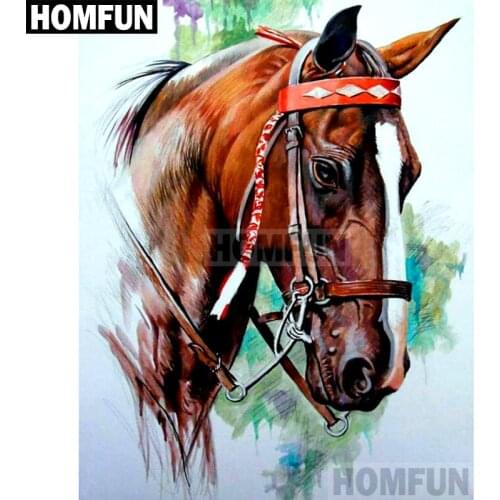 HOMFUN Full Square/Round Drill 5D DIY Diamond Painting "Animal horse" Embroidery Cross Stitch 5D Home Decor Gift A02121