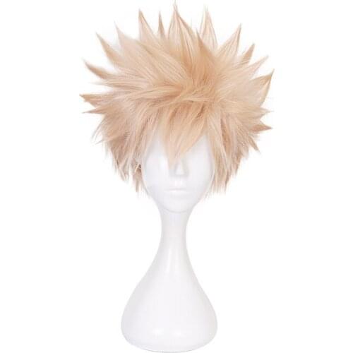 Anime My Hero Academia Baku No Hero Bakugou Katsuki Bakugo Short Linen Blonde Heat Resistant Cosplay Costume Wig