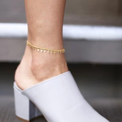 Simple Chain Anklet Coin Ankle Bracelet For Women Foot Jewelry cheville Beach tornozeleira cavigliera