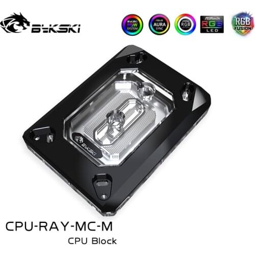 BYKSKI CPU liquid block for AMD Ryzen AM3 AM3 + AM4 platform, 12V 4PIN, 5V 3PIN version, support AURA motherboard, CPU-RAY-MC-M