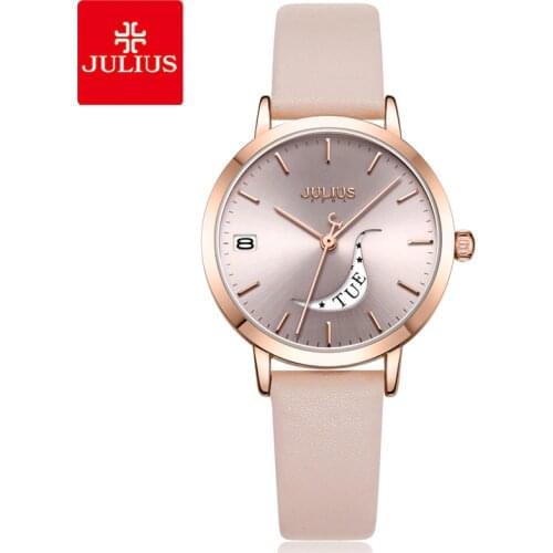 Multi-functions Lady Womens Watch Japan Quartz Hours Elegant Leather Bracelet Simple Clock Girls Birthday Gift Julius Box 1076
