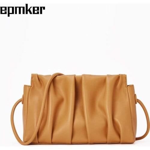 EPMKER 2021 Designer Bag Luxury Handbags Women Bag Pleated Shoulder Bag Large Clutch Bag Fashion Crossbody Bags Genuine Leather