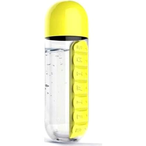2019 600ML 2 In 1 Daily Pill Box Water Bottle Travel Pill Organizer Drinking Cups Medicine Container Box