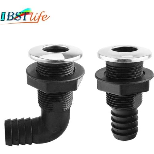 Nylon Plastic Thru Hull Bilge Fitting With Stainless steel Rim Bilge Pump Aerator Hose Boat Marine Yacht Sail RV Accessories