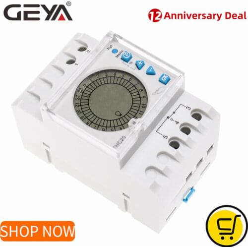 GEYA 24 Hours Programmable Time Control Switch 20A AC220V with Big LED Light Sceen Daylight Saving Timer Electronic THC-20-1C