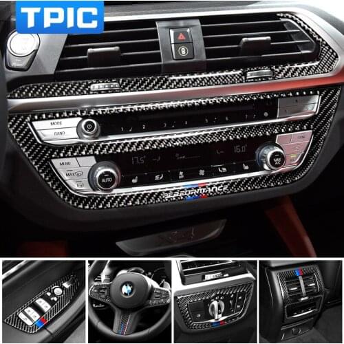 Car Interior Carbon Fiber M Performance Steering Wheel Button Frame Inner Door Handle Cover Trim For BMW G01 G08 G02 X3 X4