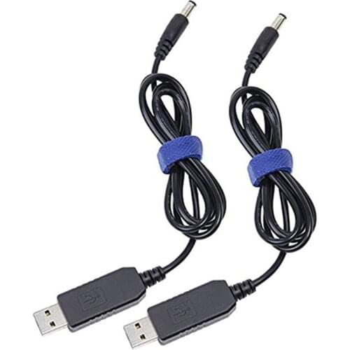 LBER 2Pcs Usb To Dc Convert Cable Voltage Step-Up Cable 5.5X2.1Mm Dc Male 1M - 5V To 12V & 5V To 9V