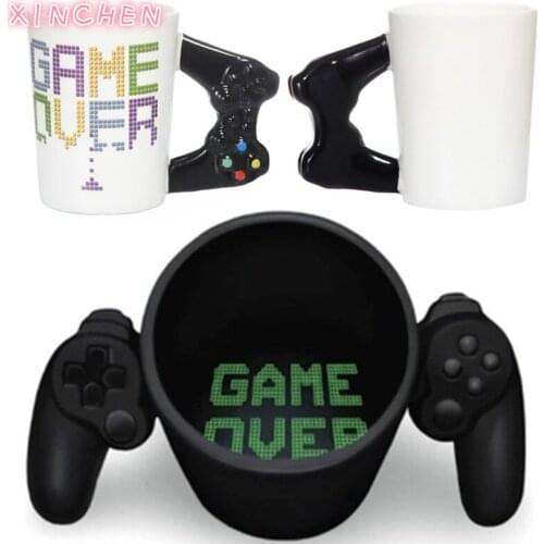 380ml Game Over Coffee Mug Creative 3D Game Controller Handle Mug Ceramic Milk Tea Cups Gameboy Birthday Christmas Best Gift