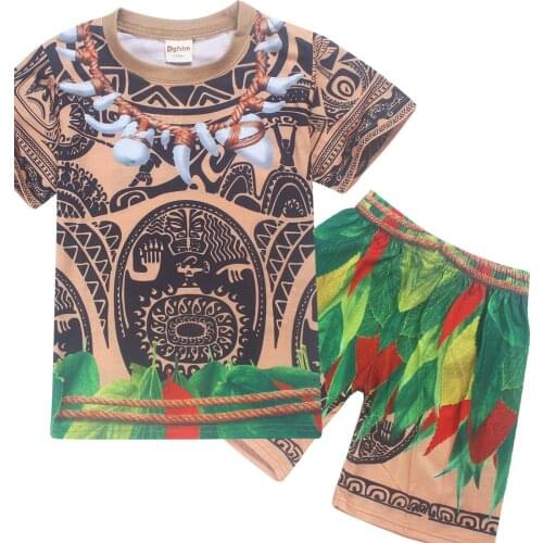 2018 summer Baby Girls Clothes Sets Moana Maui Costume Kid Boys Clothes Set Casual Children Sports Suits 2 Pcs Top T shirt Pants