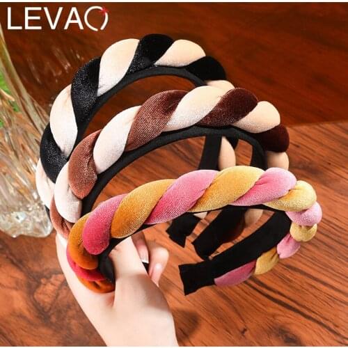 Levao New Two-color Braids Hairband Cross Braided Headband Velvet Twist Hair Hoop 2021 Hair Accessories Headwear