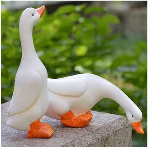Lovely and interesting duck decoration lovers 1 pair of white swan goose desktop counter small decoration water micro landscape