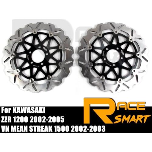 Motorcycle CNC Front Brake Disks Discs Stainless Steel Brake Rotor For KAWASAKI ZZR 1200 2002 - 2005 VN MEAN STREAK 1500 02 - 03