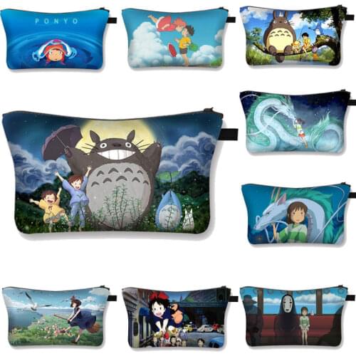 Cartoon Totoro / Spirited Away Cosmetic Bag Teenager Girl Makeup Case Women Casual makeup pouch Cute travel cosmetic bag