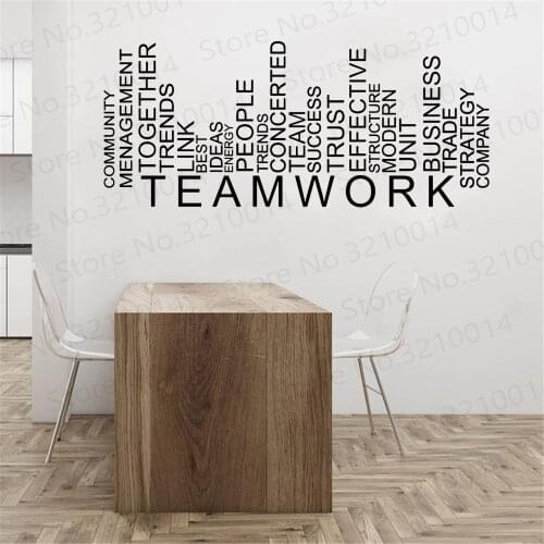 Teamwork Words Wall Decal Art Sticker Business Office Room Wall Decor Stickers Quote Success Vinyl Decals Home Decoration PW257