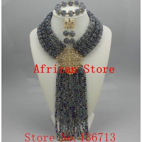 New African Wedding Beads Jewelry Set Nigerian Bridal Jewelry Sets Crystal Beads Statement Necklace 2015 Free Shipping BS305-4